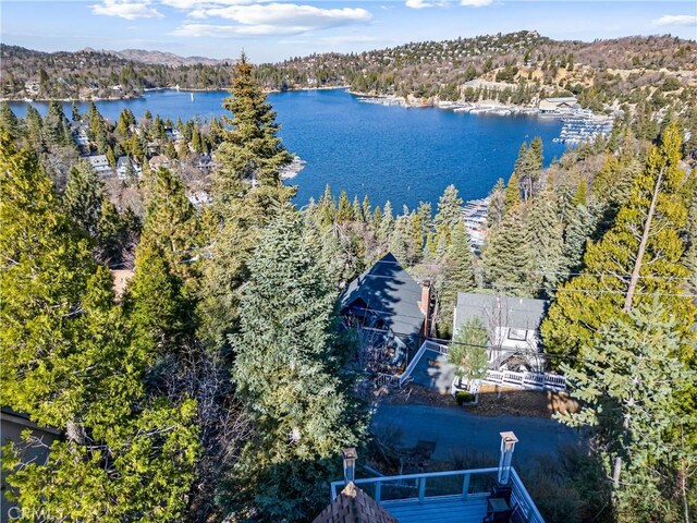347 Emerald Dr, Lake Arrowhead, CA 92352 - aerial view of a large body of water and a forest