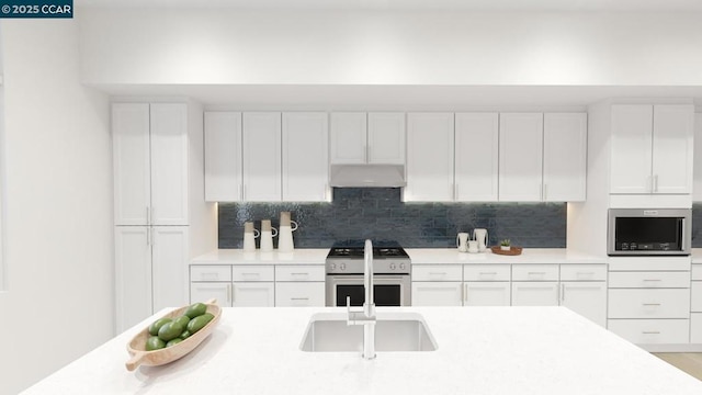 kitchen with sink, white cabinetry, and stainless steel appliances