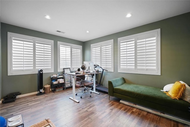 office space featuring hardwood / wood-style floors