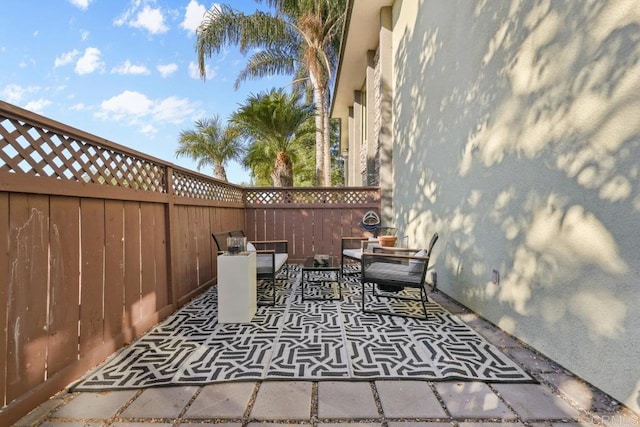 view of patio / terrace featuring an outdoor living space