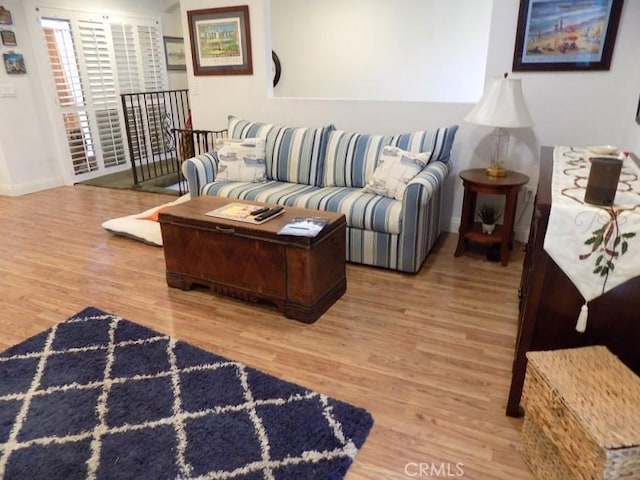 living room with hardwood / wood-style floors