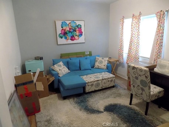 sitting room with hardwood / wood-style flooring