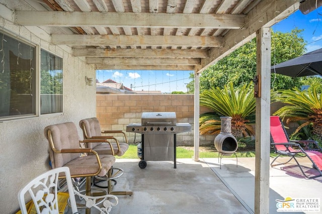 view of patio with grilling area