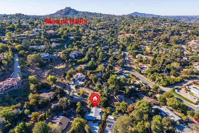 drone / aerial view with a mountain view