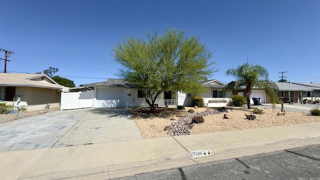 single story home with a garage