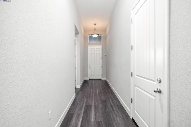 hall with dark wood-type flooring