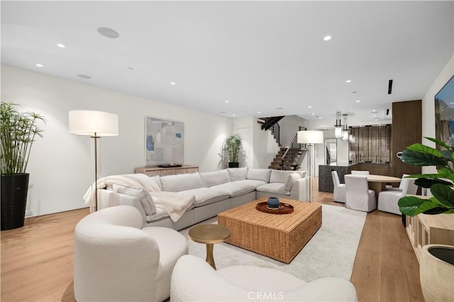 living room featuring light wood-type flooring