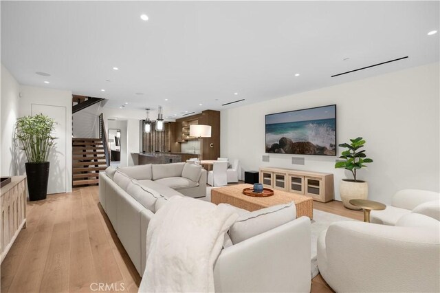 living room featuring light wood-type flooring