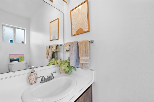 bathroom with toilet and vanity