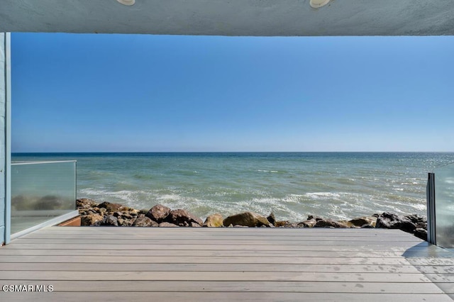 property view of water with a beach view