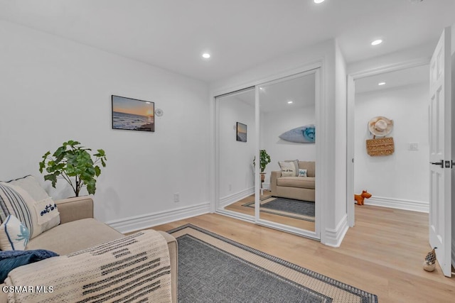 living area featuring light hardwood / wood-style flooring