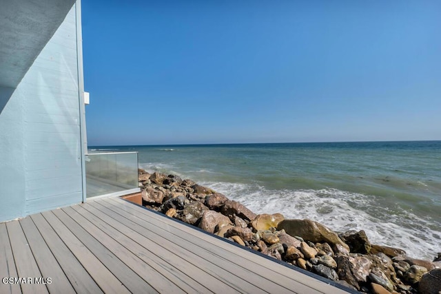 view of water feature featuring a beach view