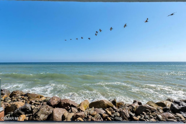 view of water feature featuring a beach view