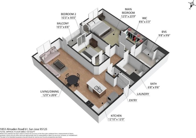 1853 Almaden Rd Unit 210, San Jose CA, 95125, 2 bedrooms, 2 baths condo for sale