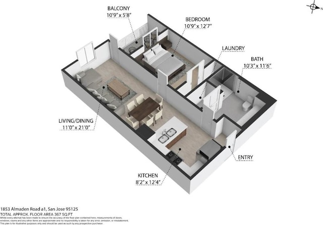 1853 Almaden Rd Unit 214, San Jose CA, 95125, 1 bedrooms, 1 bath condo for sale