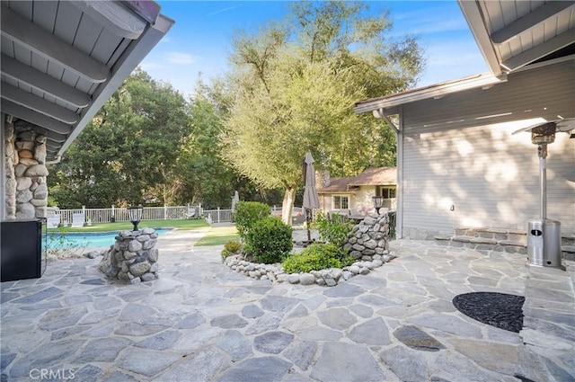 view of patio / terrace with a fenced in pool and fence