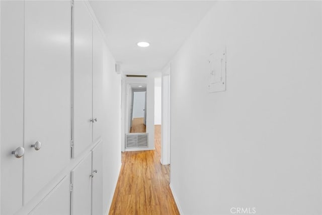 hallway featuring light wood-type flooring