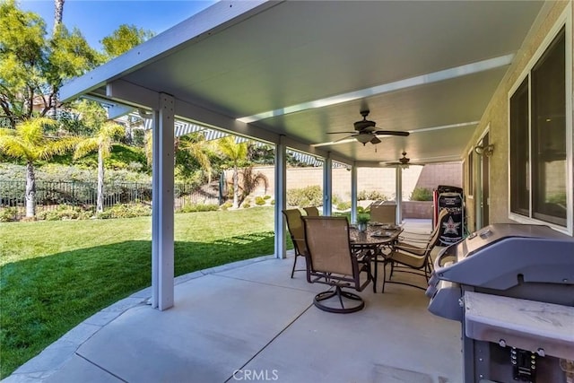 view of patio / terrace with ceiling fan