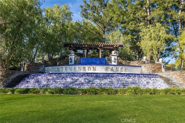 community / neighborhood sign with a lawn