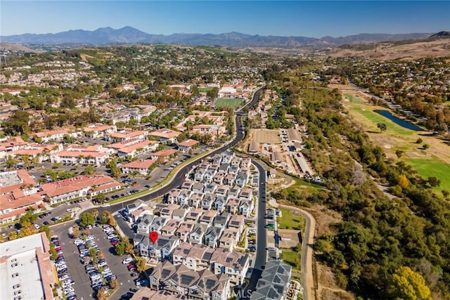 drone / aerial view with a mountain view