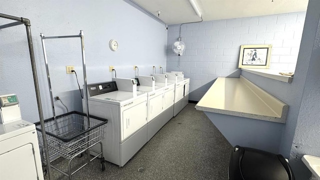 3776 Alabama St Unit 318, San Diego, CA 92104 - communal laundry room with washing machine and clothes dryer and concrete block wall