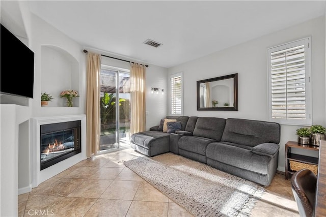 view of tiled living room