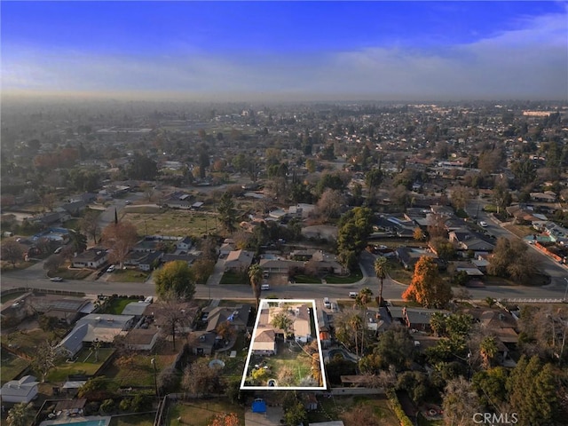 view of aerial view at dusk