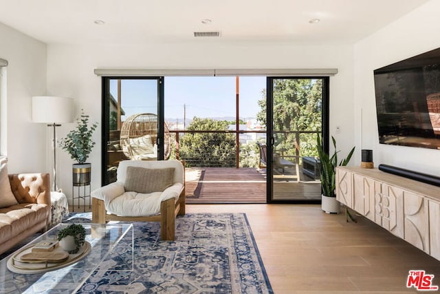 living room featuring light hardwood / wood-style floors