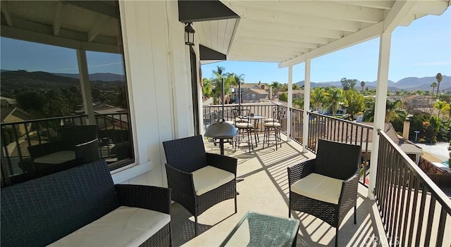 balcony with a mountain view