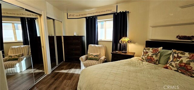 bedroom featuring dark hardwood / wood-style flooring