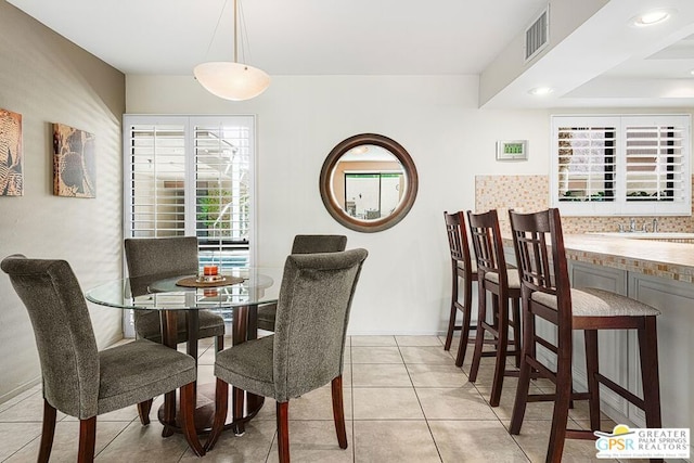 view of tiled dining room