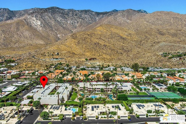 aerial view with a mountain view