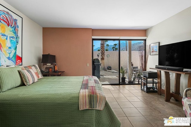 tiled bedroom with access to outside