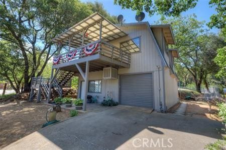 exterior space with a garage