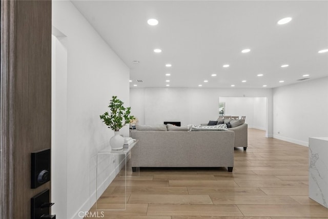 living room featuring light hardwood / wood-style floors