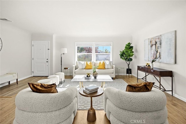 living room with light wood-type flooring