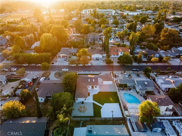 view of aerial view at dusk