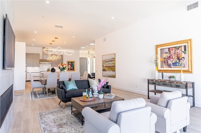 living room featuring light hardwood / wood-style floors