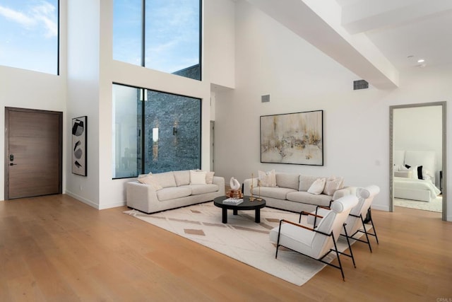 living room featuring light hardwood / wood-style floors