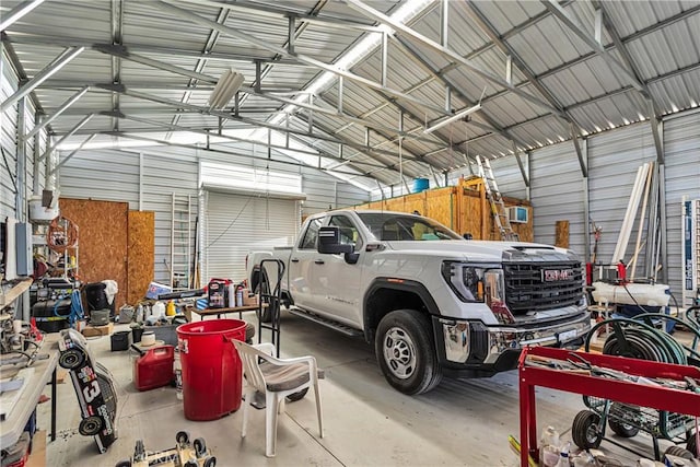 garage featuring metal wall