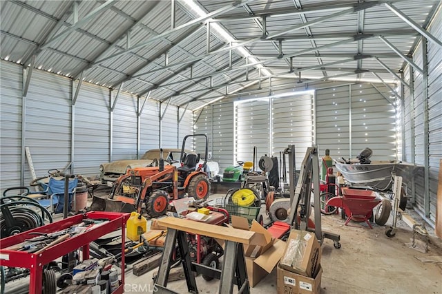 garage featuring metal wall