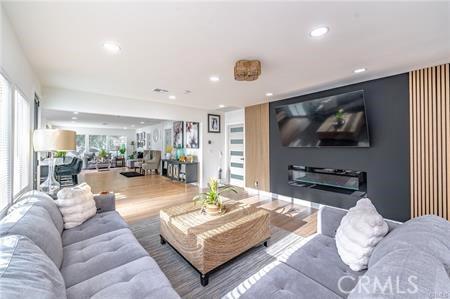 living room with hardwood / wood-style floors