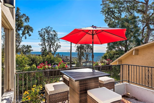 balcony with a water view