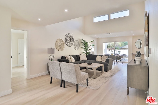 living room with light wood-type flooring