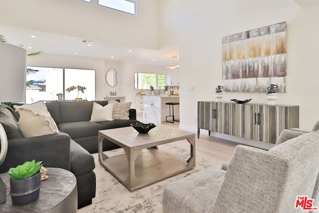 living room featuring light hardwood / wood-style flooring