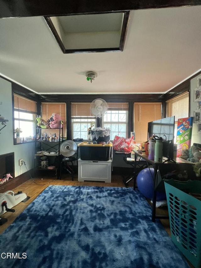 office space with wood-type flooring and plenty of natural light