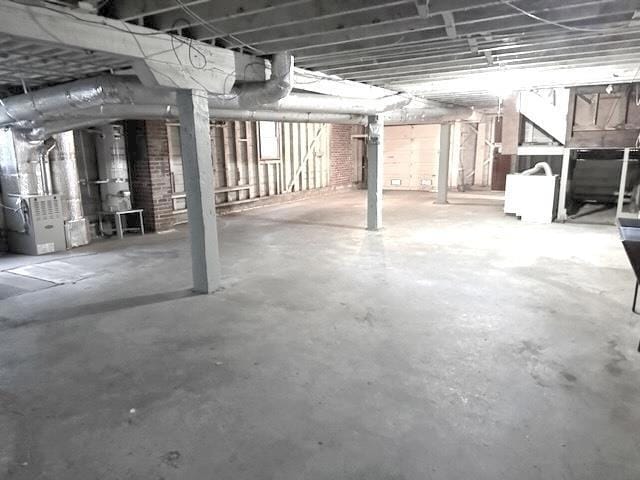 basement with heating unit