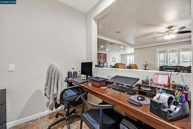 home office featuring ceiling fan