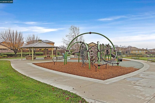 view of jungle gym featuring a gazebo