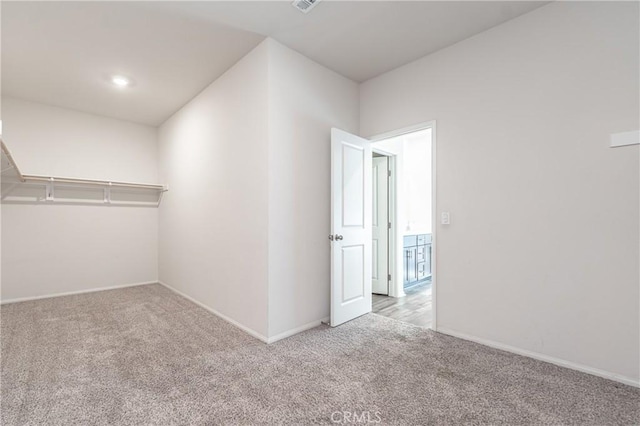 spacious closet with light carpet